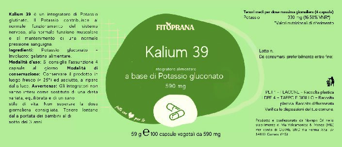 Fitoprana Kalium 39 - 100 capsule - immagine 2